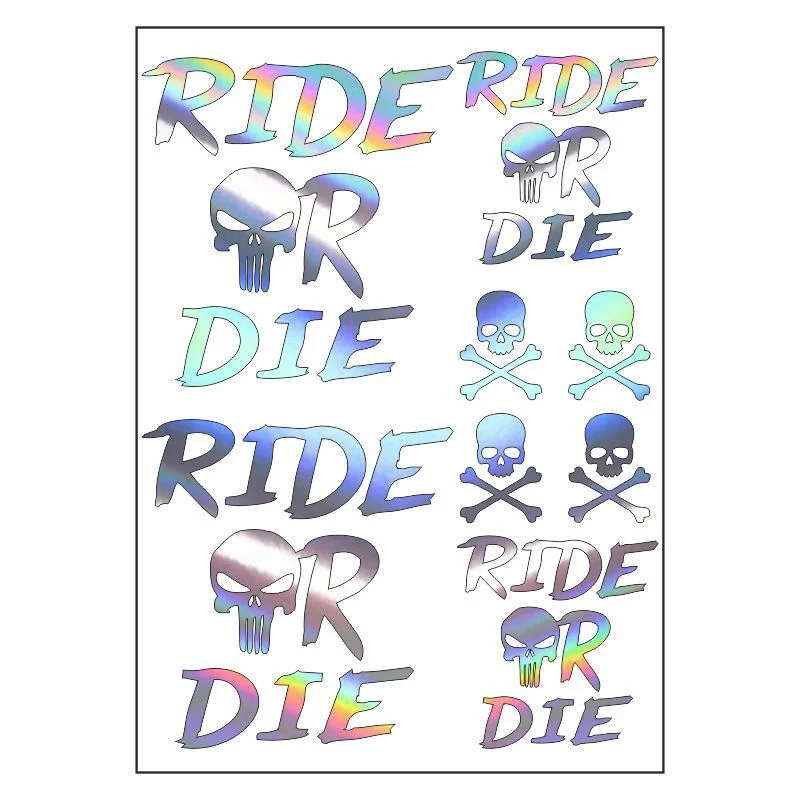 A4 Sticker 123 Tek Paket Çoklu Sticker Ride Or Die Hologram