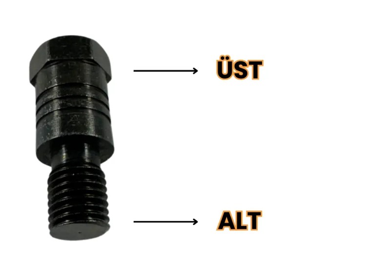 Ayna Aparatı Adaptörü Siyah -10 +10 (10mm Tersden 10mm Düze)