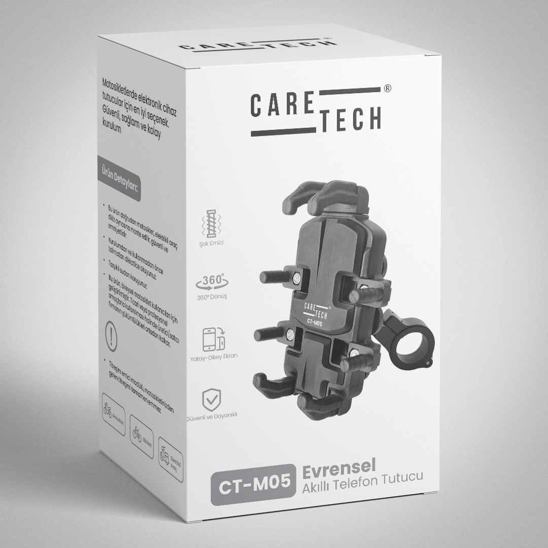 Caretech Telefon Tutucu Ct-m05 Titreşim Modüllü Ayna Ve Gidon Bağlantılı (vespa Uyumlu)