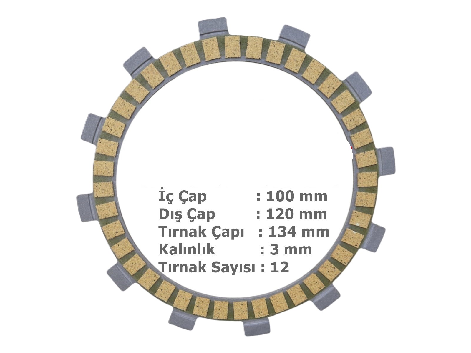 Cf Moto Sr250 Debriyaj Balatası  6lı Set 12 Tırnak 100-120-134mm