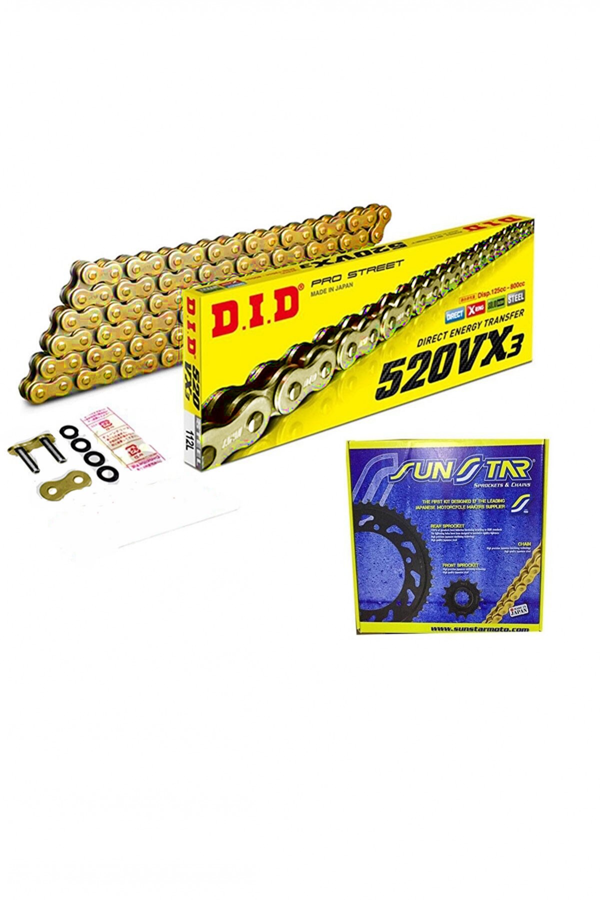 Dıd Sunstar Gold Zincir Dişli Seti 520vx3 X-rıng Yamaha Yzf-r25 Mt-25 2015-2022  14t 43t (32514 - 1-3471-43 520-112l)