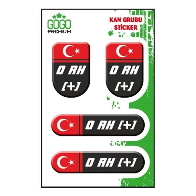 Gogo Kan Grubu I 0 Rh(+) Siyah Dörtlü Damla Etiket Gogo Kan Grubu I 0 Rh(+) Siyah Dörtlü Damla Etiket