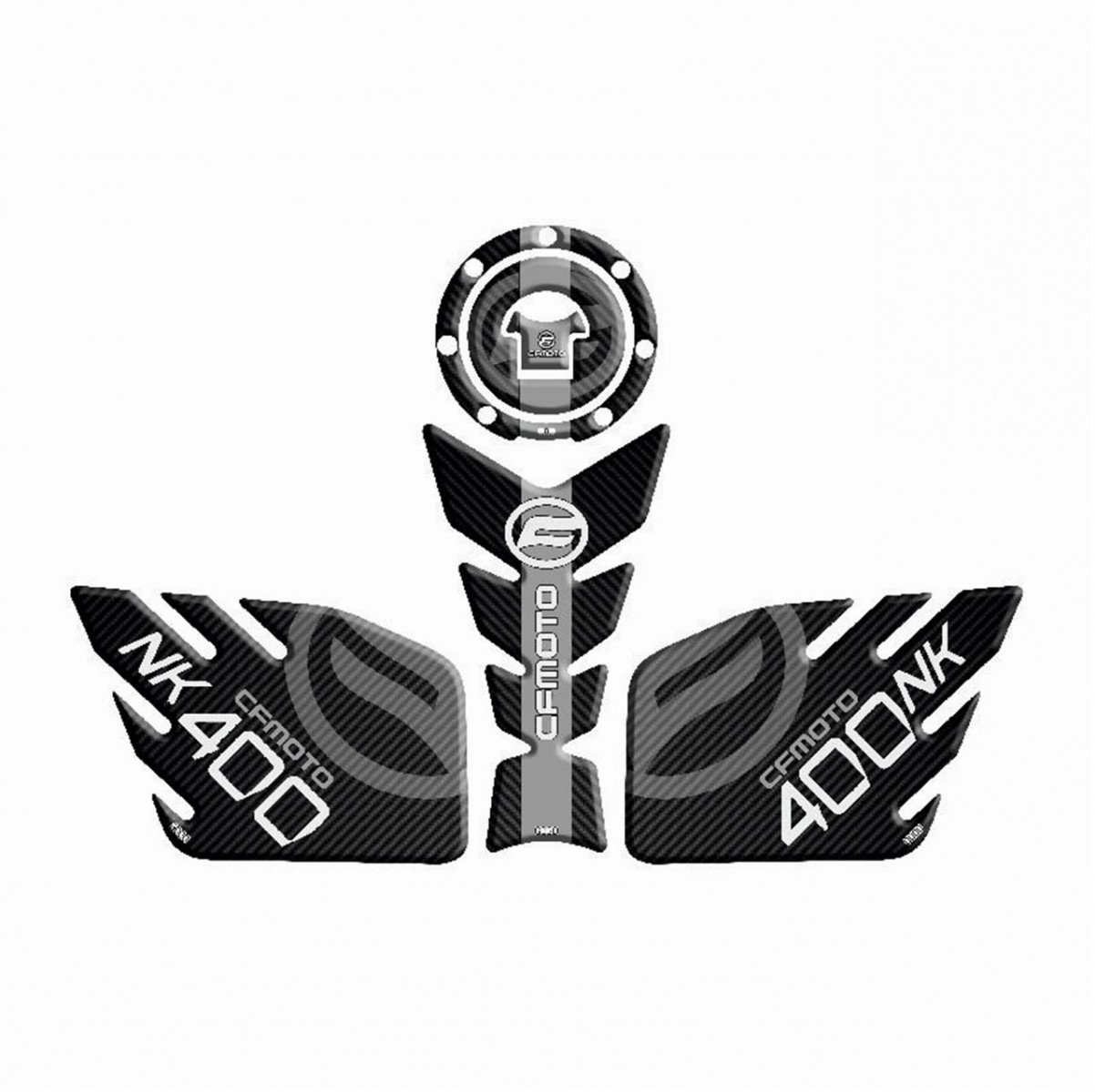Gogo Tank Pad 002 Siyah-gri Çizgili Cfmoto 400 Nk