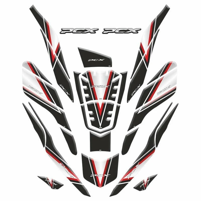 Gogo Tank Pad Set 26 Parça 003 Siyah Beyaz Kırmızı Honda Pcx 125 2021-2024 Gogo Tank Pad Set 26 Parça 003 Siyah Beyaz Kırmızı Honda Pcx 125 2021-2024