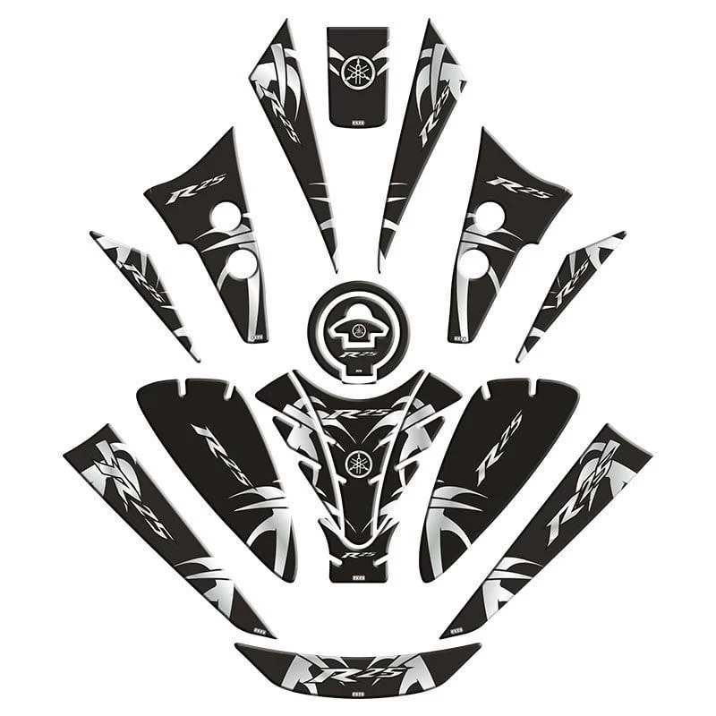 Gogo Tank Pad Set 007 Yamaha Yzf-r25 2019-2024 Siyah Gri