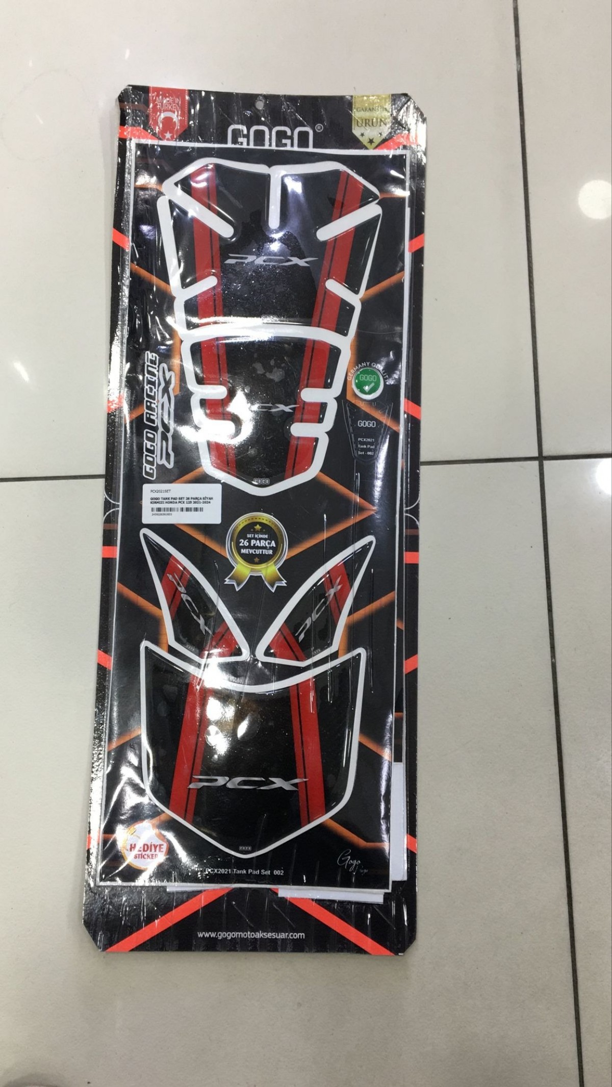 Gogo Tank Pad Set 26 Parça Siyah Kırmızı Honda Pcx 125 2021-2024