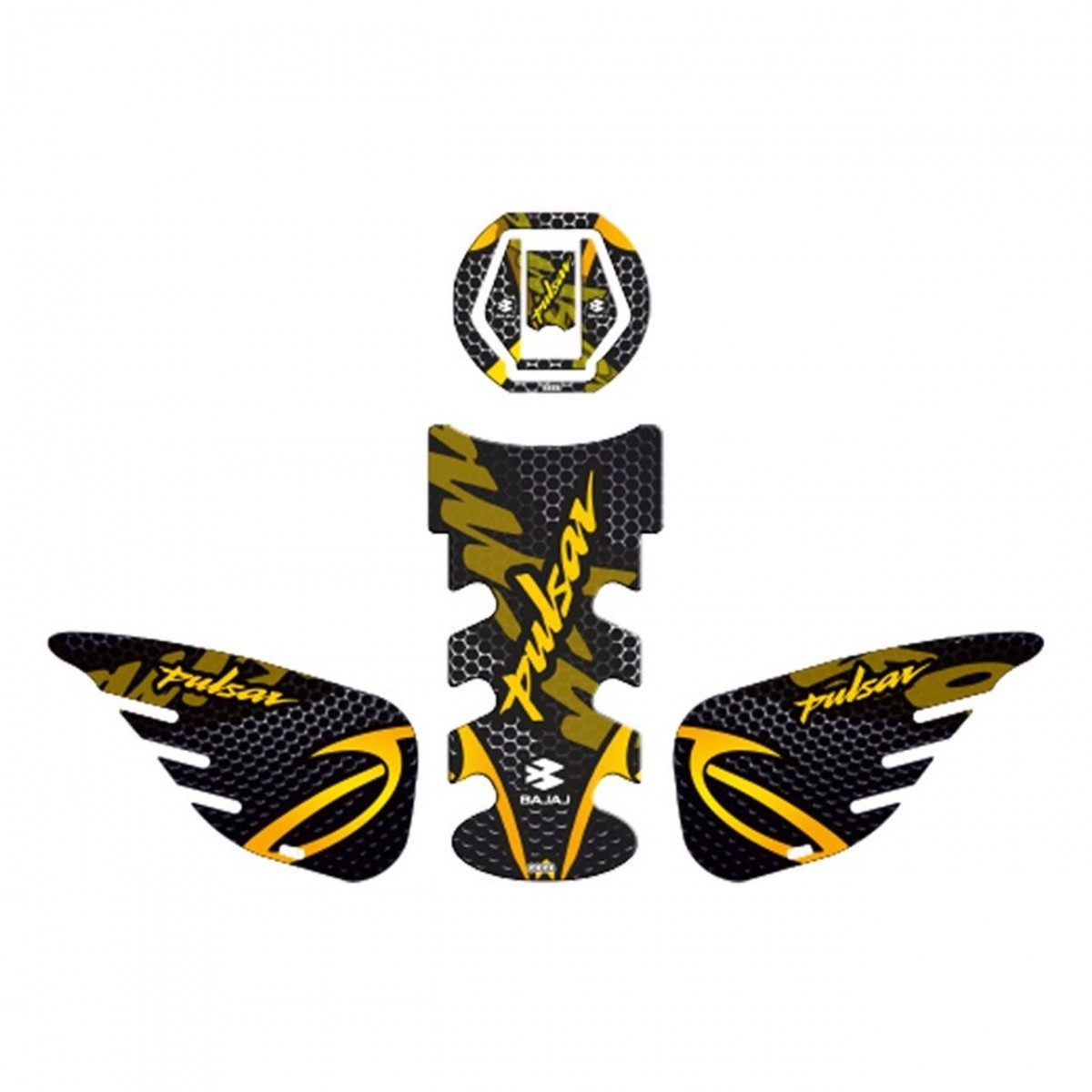 Gogo Tank Pad Seti Bajaj Pulsar Siyah Sarı 003 2014-2023 Gogo Tank Pad Seti Bajaj Pulsar Siyah Sarı 003 2014-2023