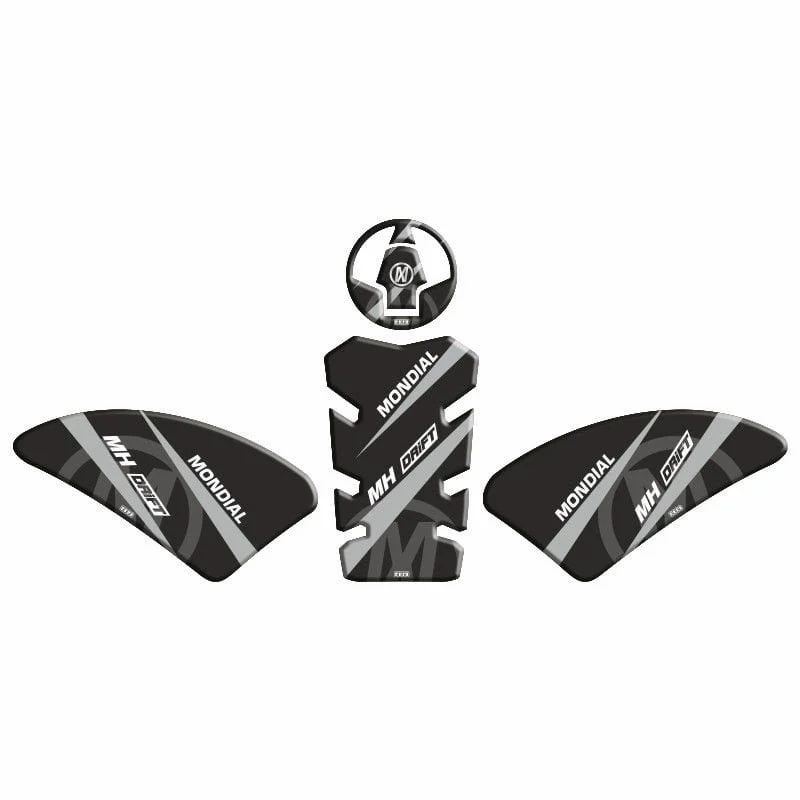 Gogo Tank Pad Seti 006 Siyah-gri Beyaz Mondıal Yazılı Mondıal 125 Drıft L 2019-2023