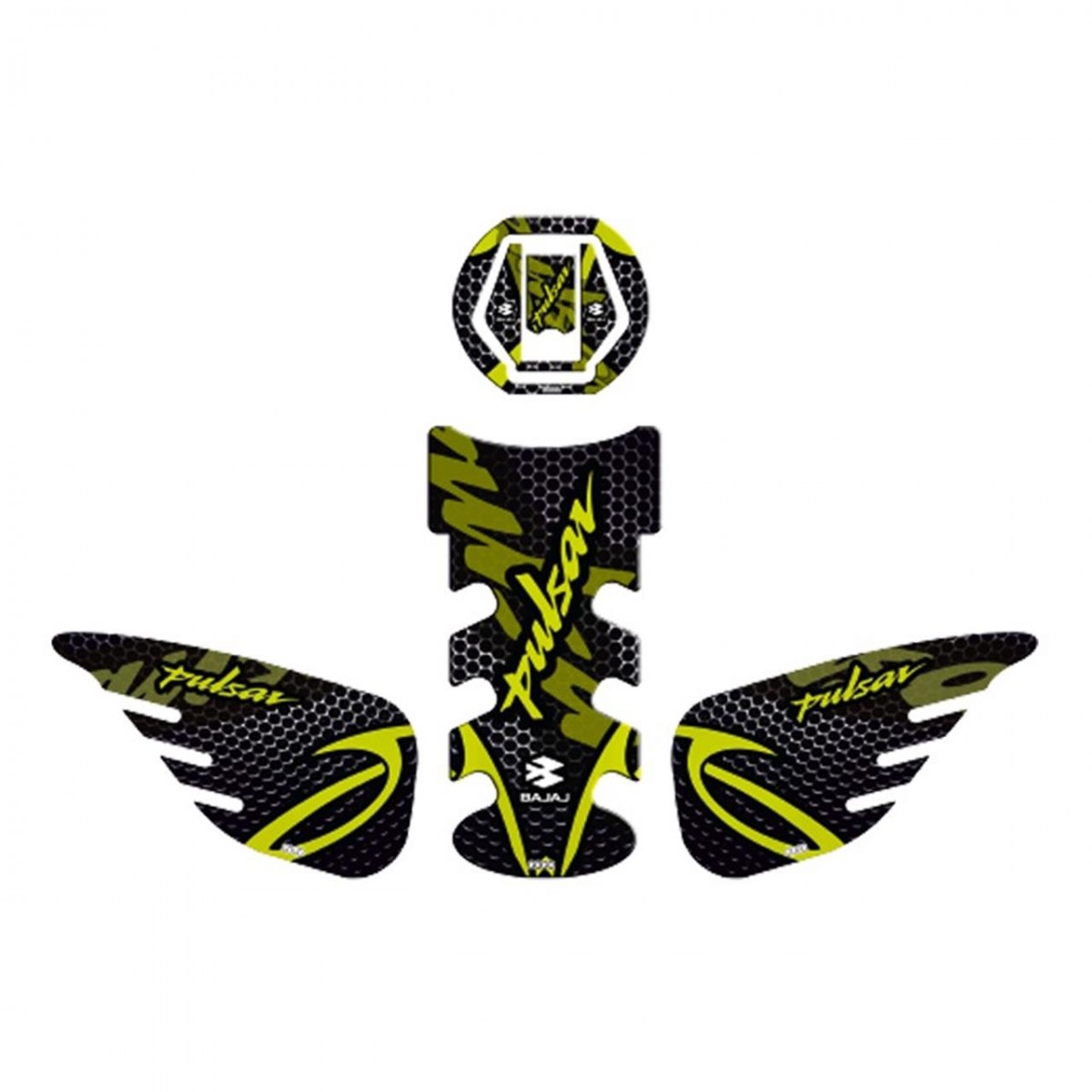 Bajaj Pulsar Ns200 2014 - 2024 Tank Pad Seti Siyah Yeşil 007 Gogo