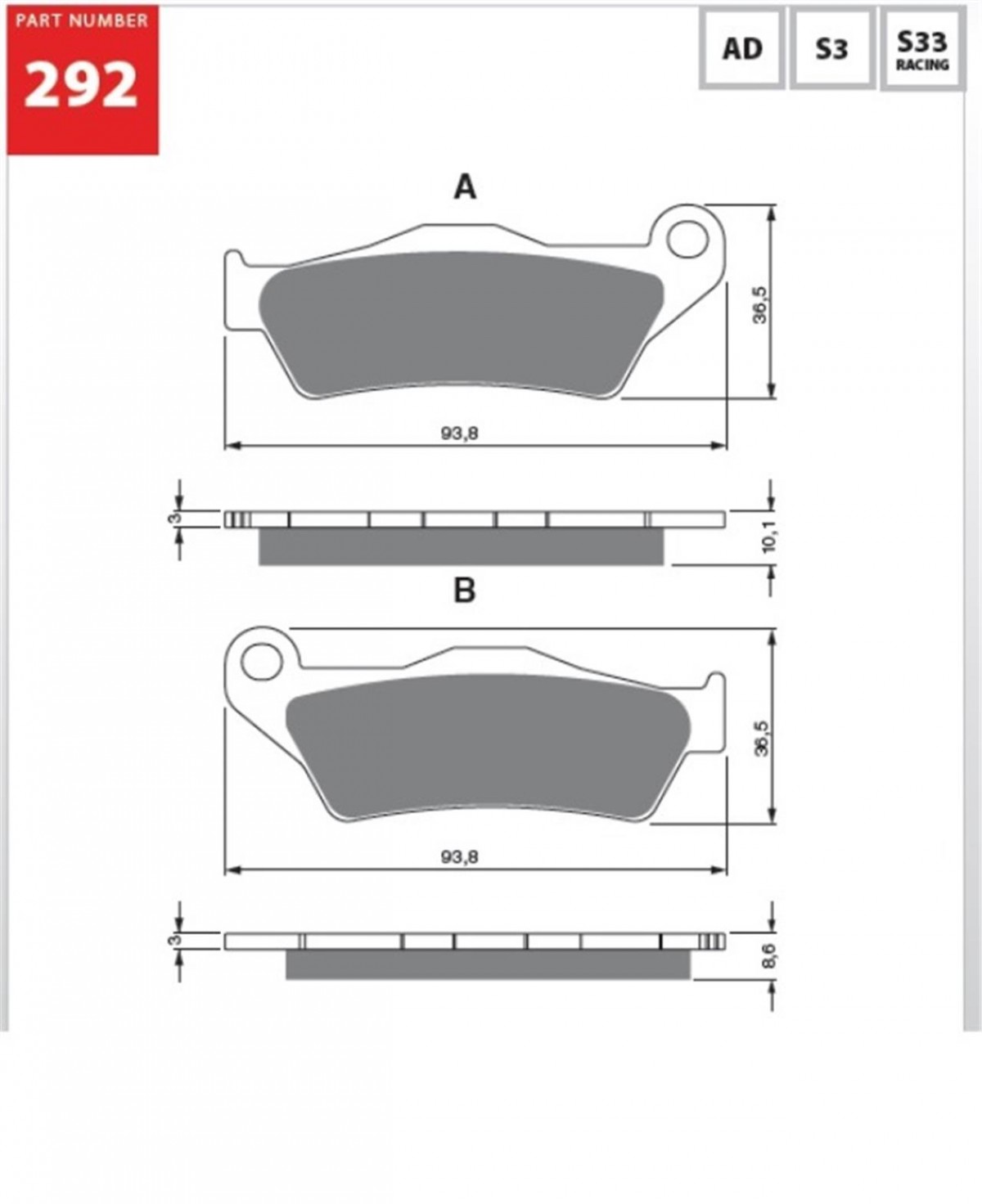 Rear Pads for BMW R 850 R1100 R1200 R1150 K1200 K1300 TRW MCB707 Set