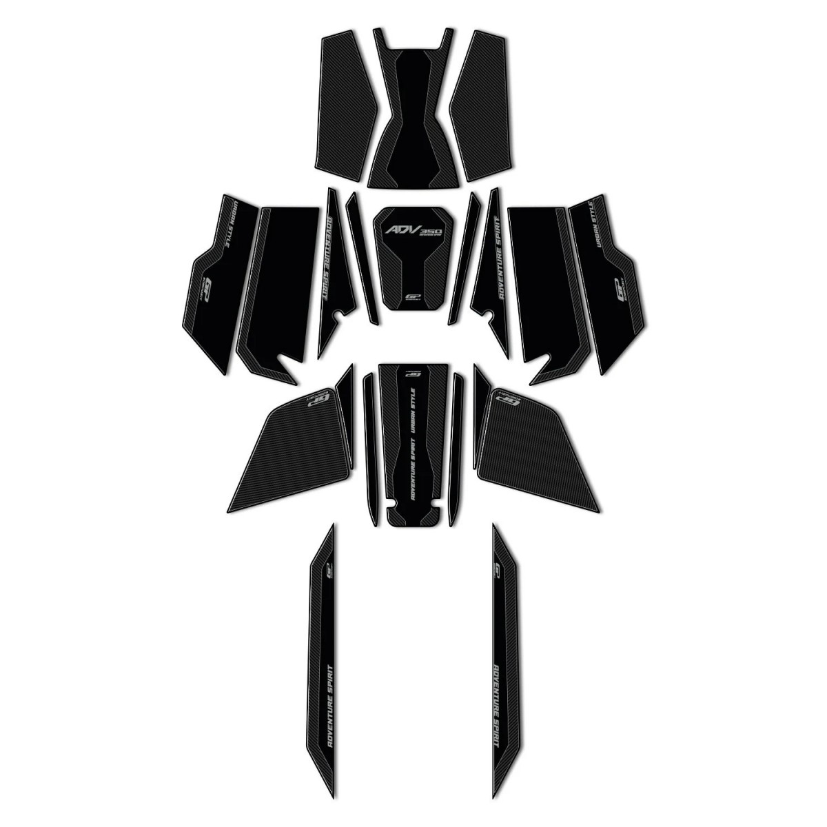 Gp Kompozit Tank Pad Seti Siyah Karbon Honda Adv 350 2023-2024