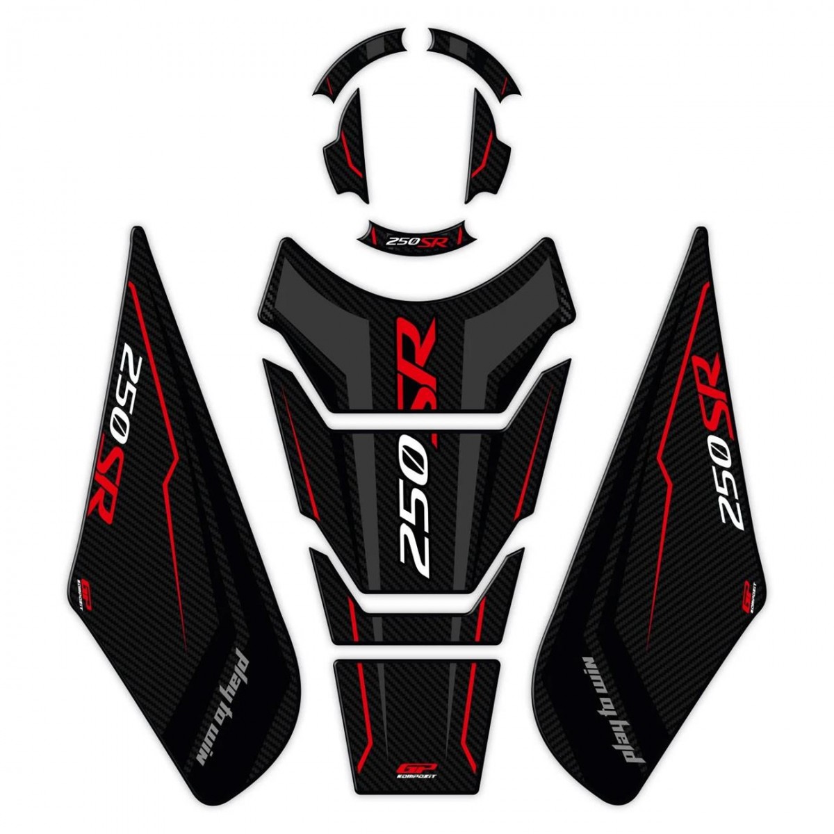 Gp Kompozit Tank Pad Siyah-kırmızı Cf Moto 250 Sr 2020-2024