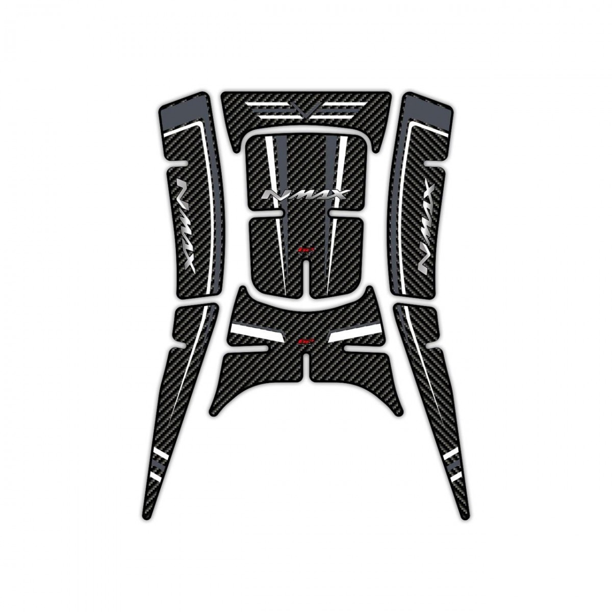 Gp Kompozit Tank Pad Set Karbon Desenli Gri Beyaz Yamaha Nmax 125 155 2021 2024