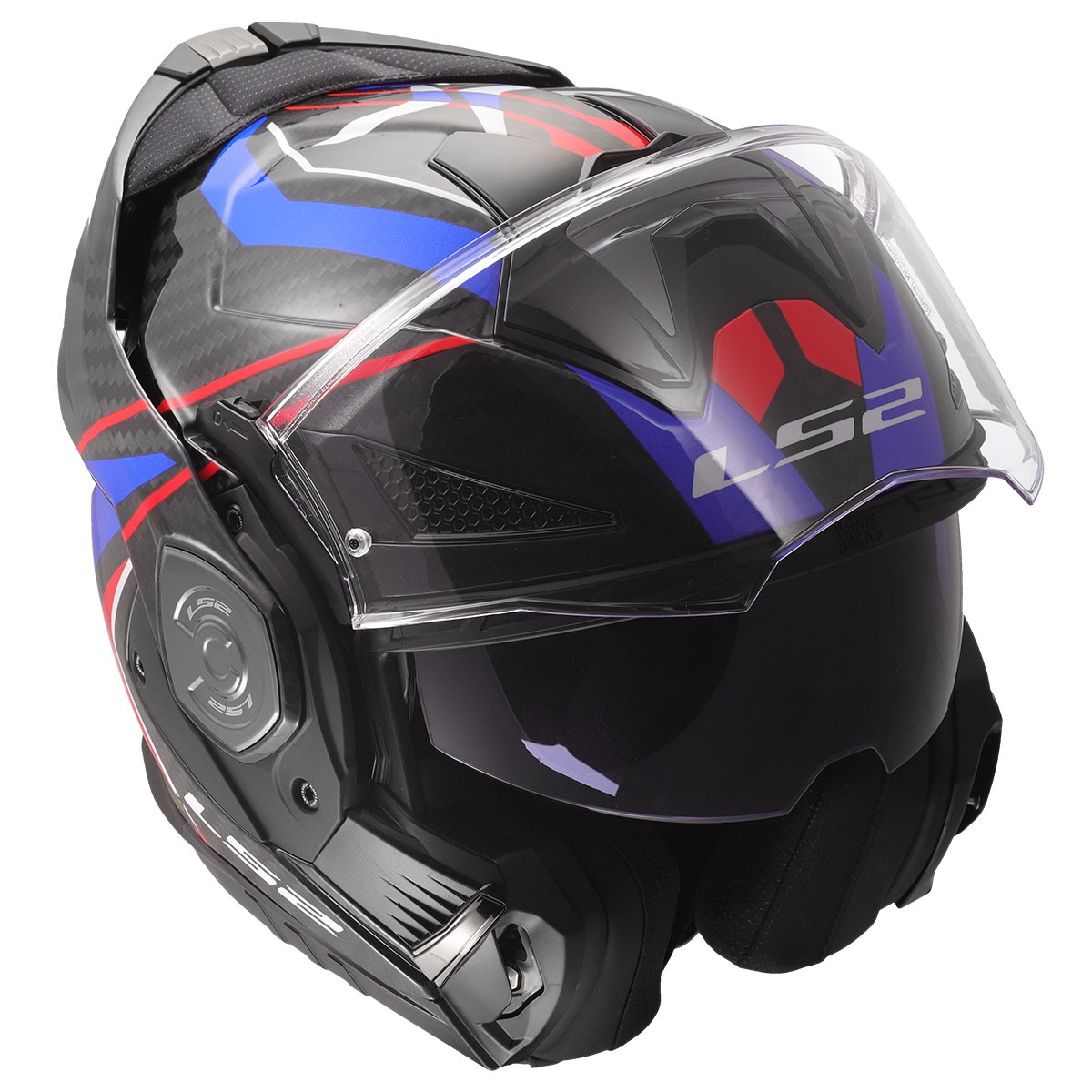 Ls2 Advant X Karbon Future 2 Beyaz Mavi Çene Açılır Kask