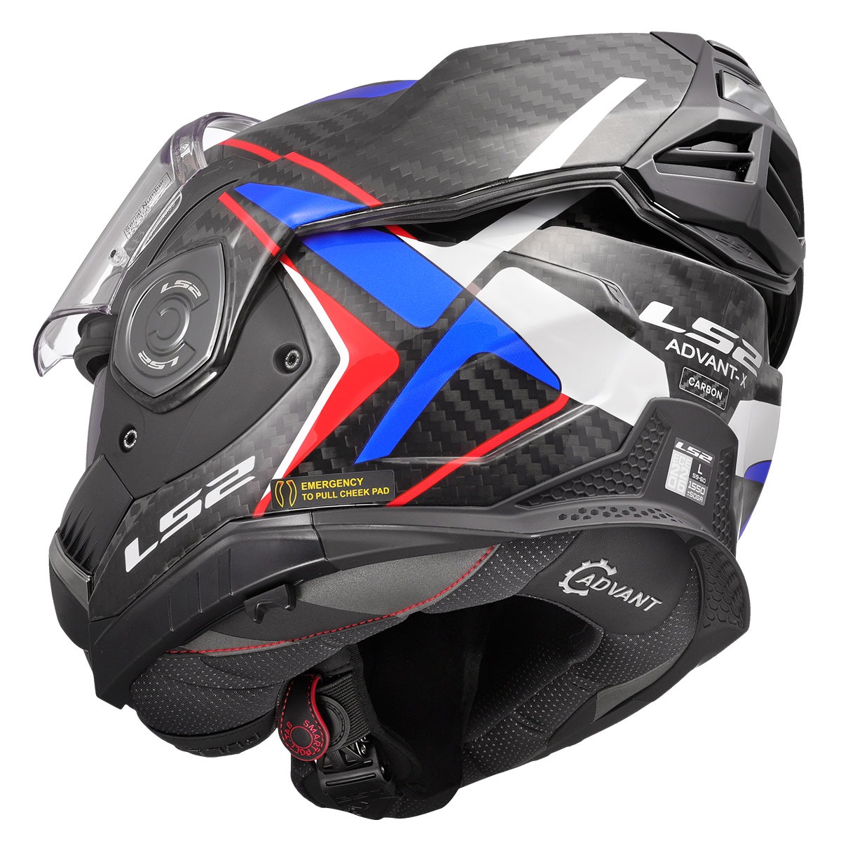 Ls2 Advant X Karbon Future 2 Beyaz Mavi Çene Açılır Kask
