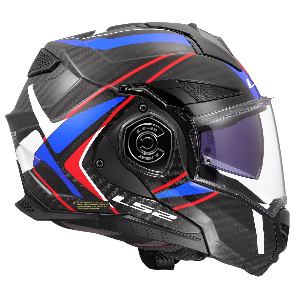 Ls2 Advant X Karbon Future 2 Beyaz Mavi Çene Açılır Kask