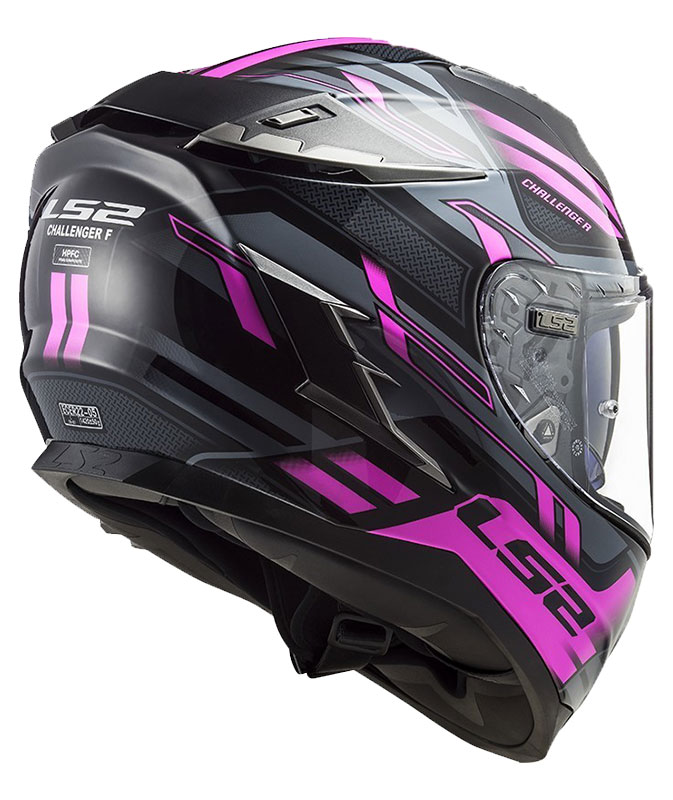 Ls2 Challenger Spın Kapalı Kask Siyah-tıtanıum-pembe