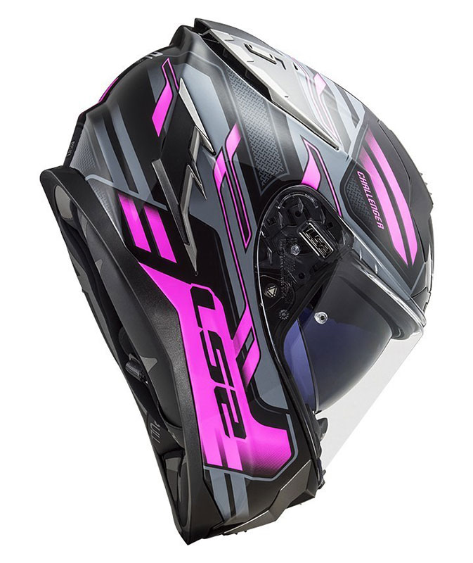 Ls2 Challenger Spın Kapalı Kask Siyah-tıtanıum-pembe