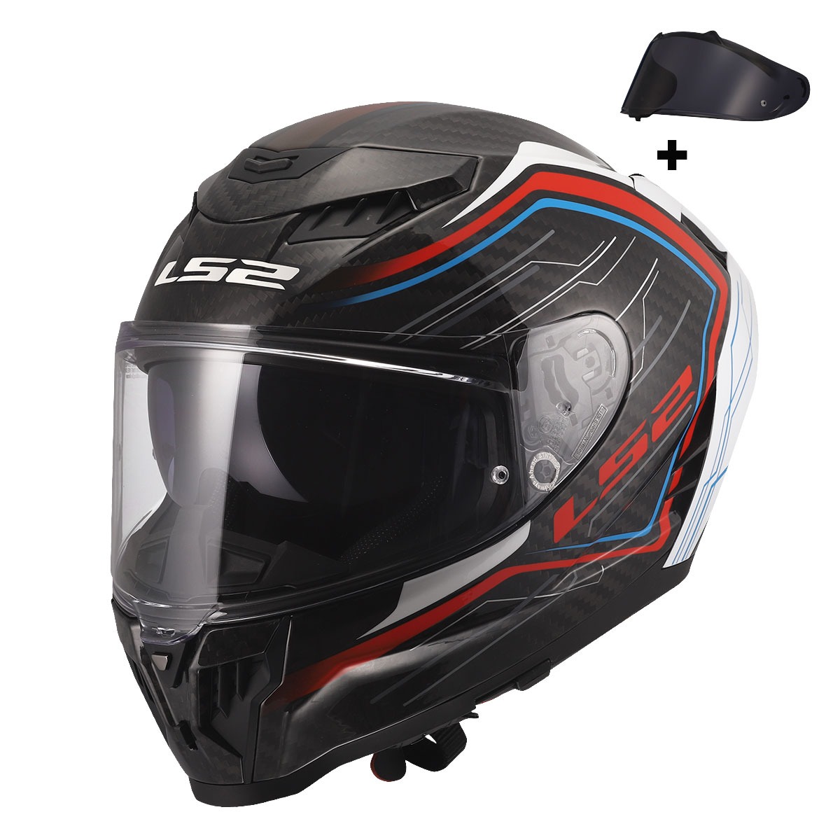 Ls2 Dragon Karbon Subıc Beyaz-mavi-kırmızı Kask