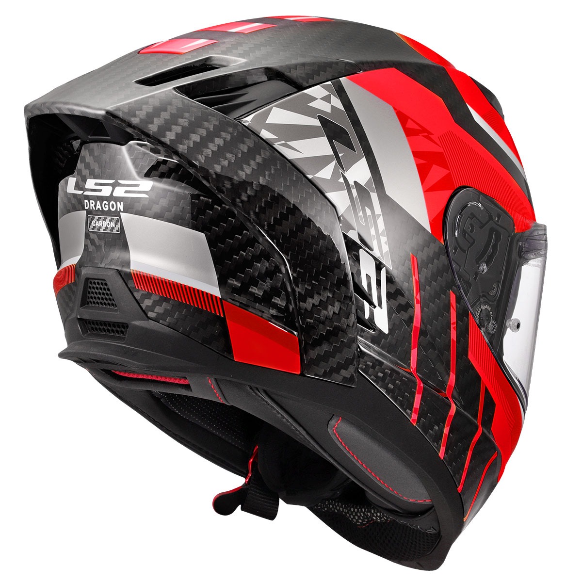 Ls2 Dragon Trax Karbon Kapalı Kask Kırmızı