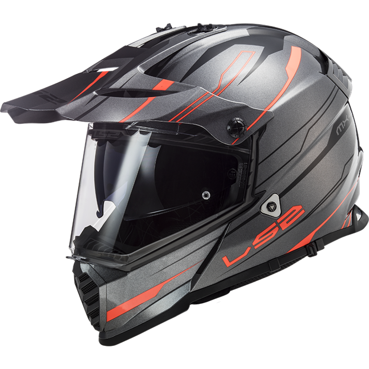 Ls2 Pıoneer Evo Knıght Kapalı Kask Tıtanıum-turuncu