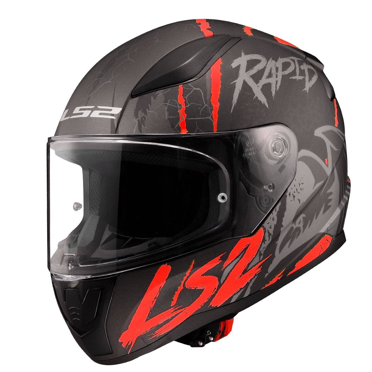 Ls2 Rapıd 2 Raven Kapalı Kask Mat Siyah - Beyaz - Kırmızı