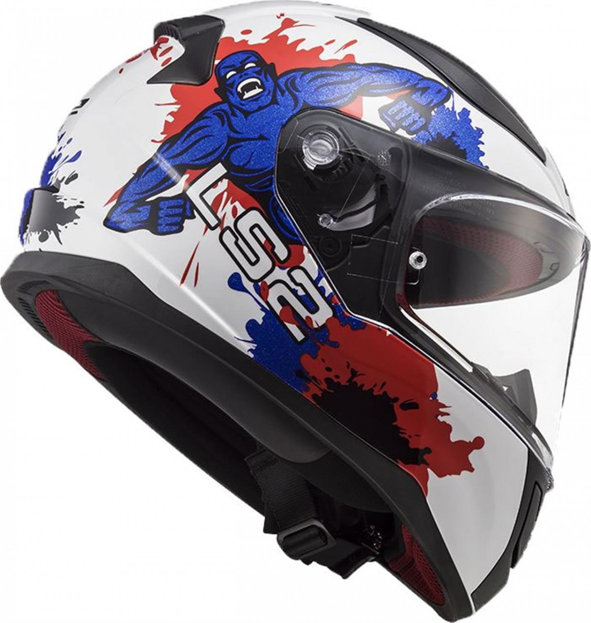 Ls2 Rapıd Mını Monster Kapalı Kask Beyaz-mavi Çocuk