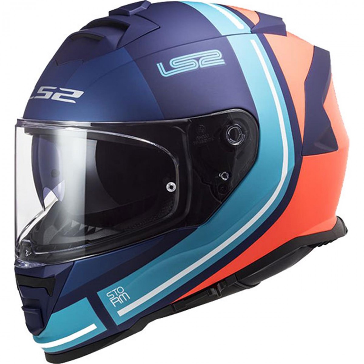 Ls2 Storm Slant Kapalı Kask Mat Mavi-turuncu X-SMALL