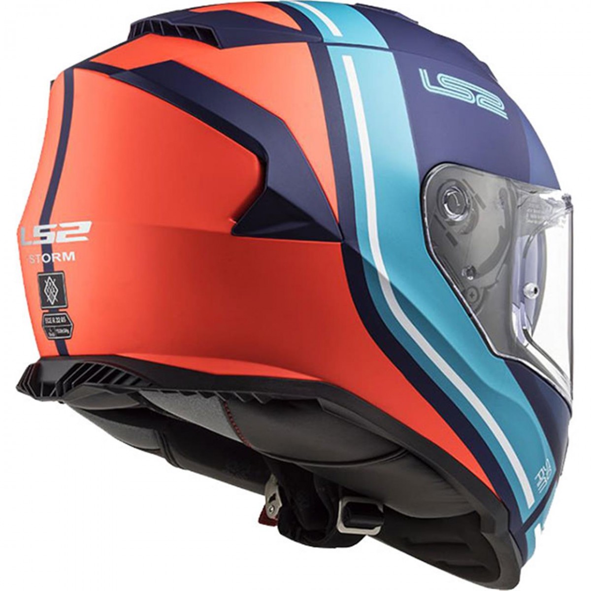 Ls2 Storm Slant Kapalı Kask Mat Mavi-turuncu X-SMALL