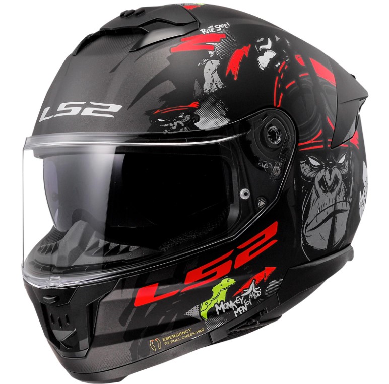 Ls2 Stream 2 Angry Monkey Kapalı Kask Mat Siyah-kırmızı Ls2 Stream 2 Angry Monkey Kapalı Kask Mat Siyah-kırmızı
