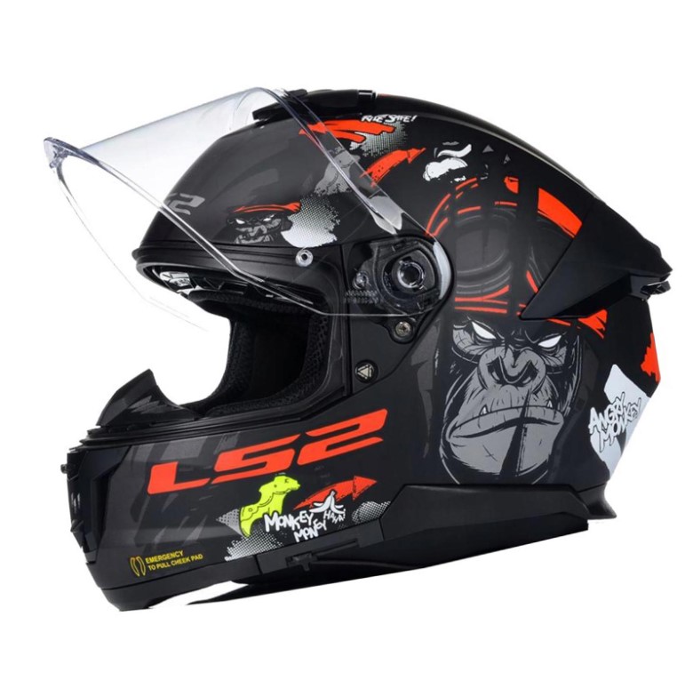 Ls2 Stream 2 Angry Monkey Kapalı Kask Mat Siyah-kırmızı Ls2 Stream 2 Angry Monkey Kapalı Kask Mat Siyah-kırmızı