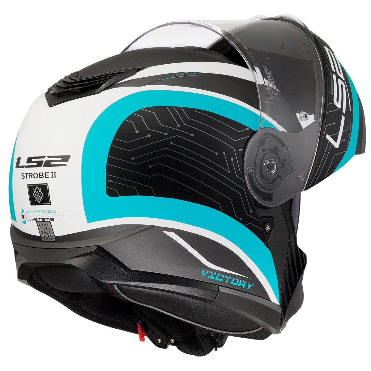 Ls2 Strobe 2 Çene Açılır Kask Vıctory Mat Tıtanıum Beyaz Metal Mavi