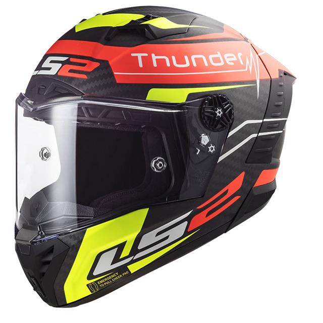 Ls2 Thunder Karbon Attack Kapalı Kask Mat Kırmızı-neon Sarı