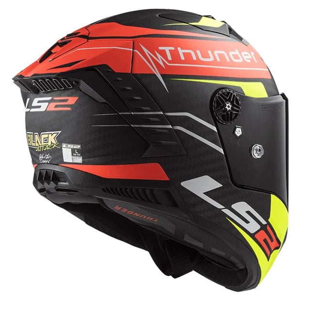 Ls2 Thunder Karbon Attack Kapalı Kask Mat Kırmızı-neon Sarı