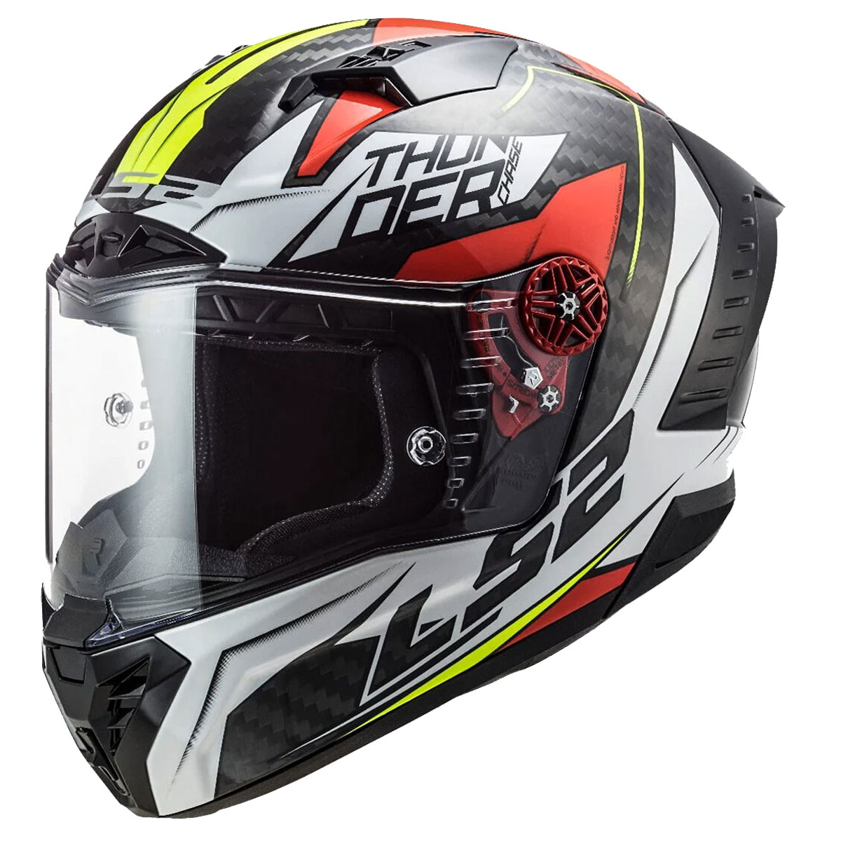 Ls2 Thunder Karbon Chase Kapalı Kask Beyaz-kırmızı