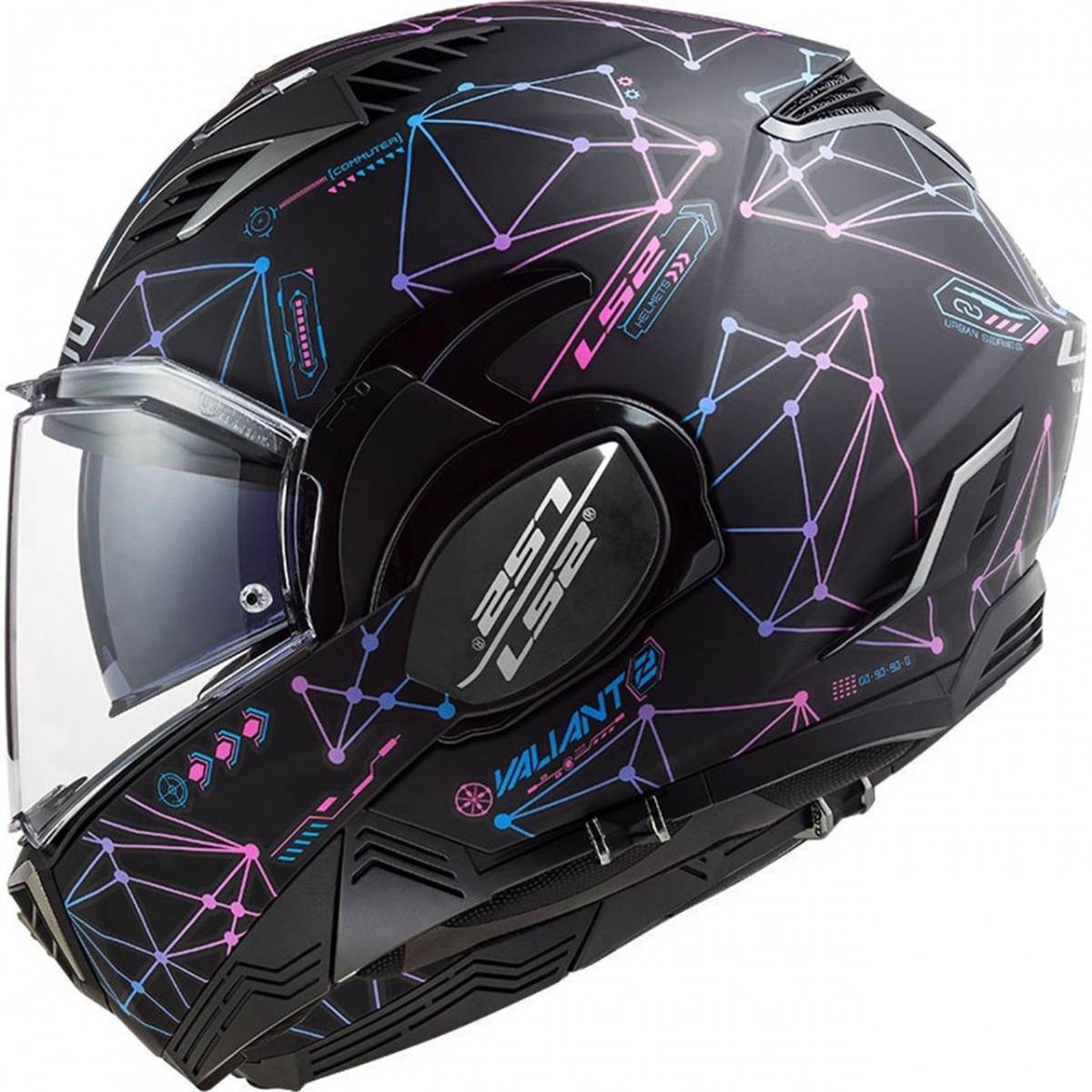 Ls2 Valıant 2 Stellar Çene Açılır Kask Mat Siyah-mavi LARGE