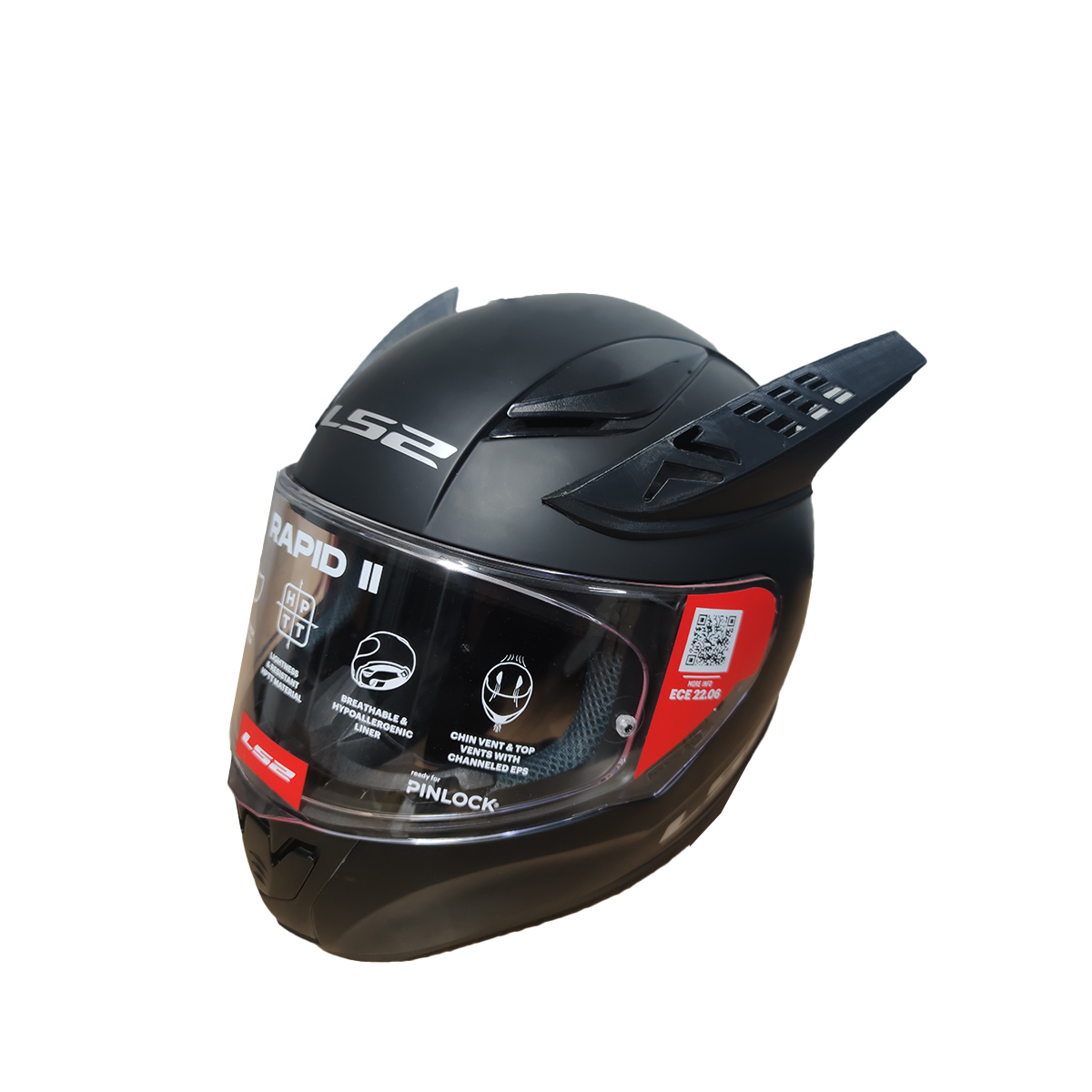 Motospartan Kask Boynuzu Siyah Yarışçı Tipi