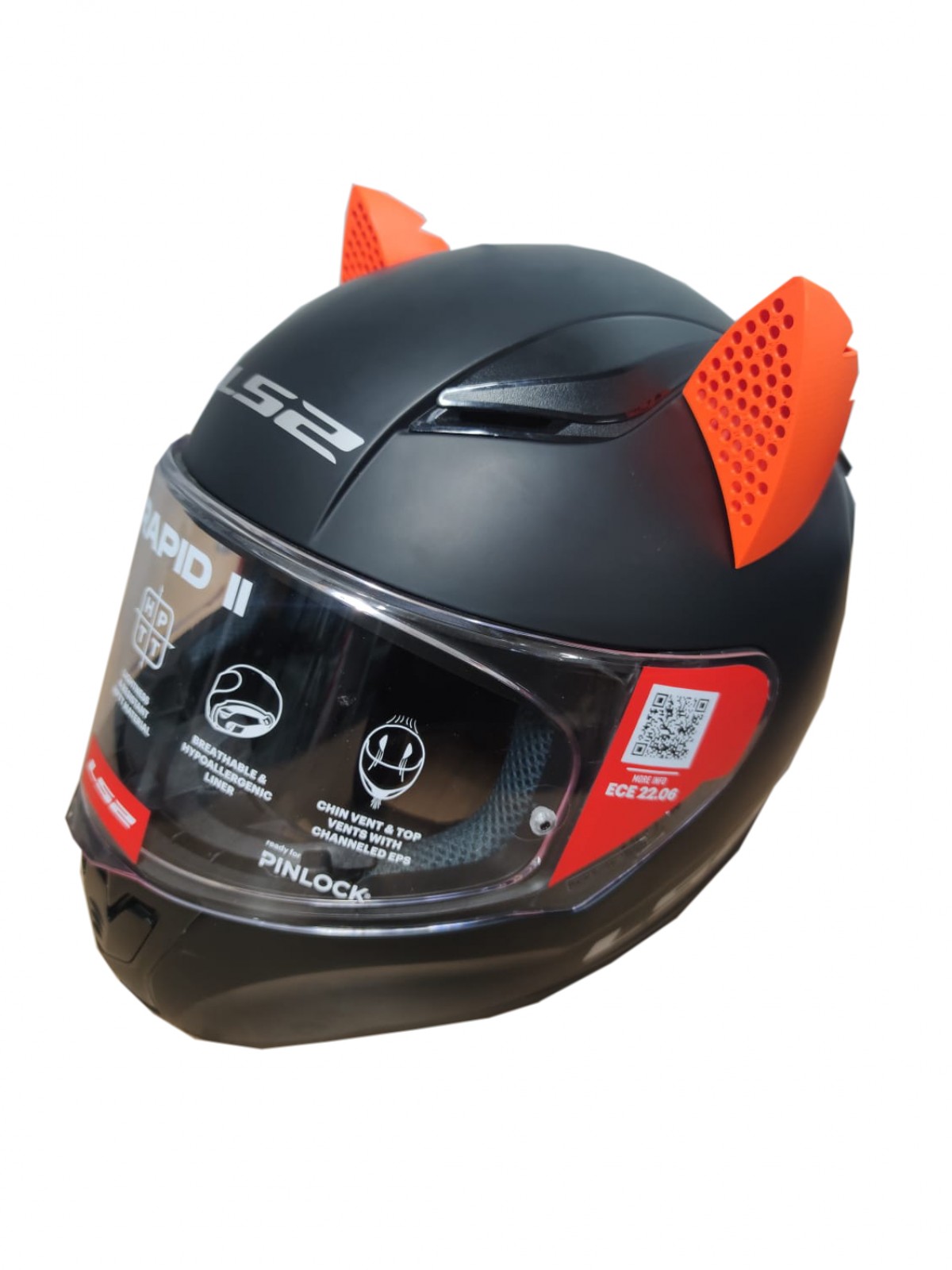 Motospartan Motosiklet Kaskı Kedi Kulağı Turuncu