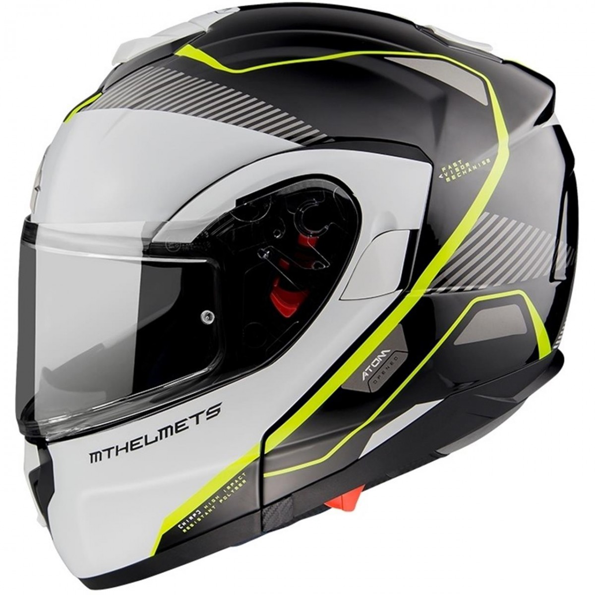 Mt Atom Sv B3 Çene Açılır Kask Vizörlü Neon Sarı Beyaz X-large