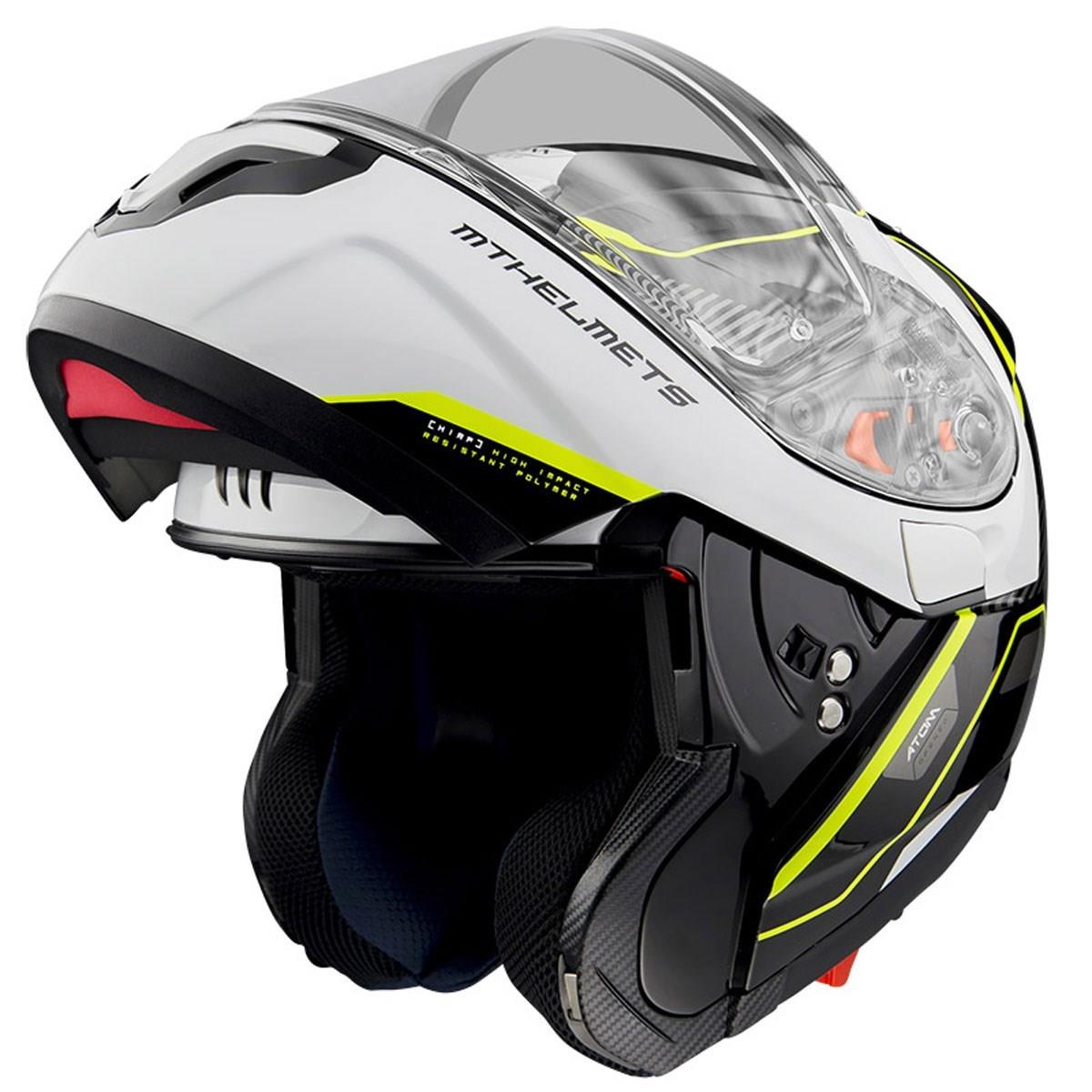 Mt Çene Açılır Kask Atom Sv B3 Neon Sarı Beyaz