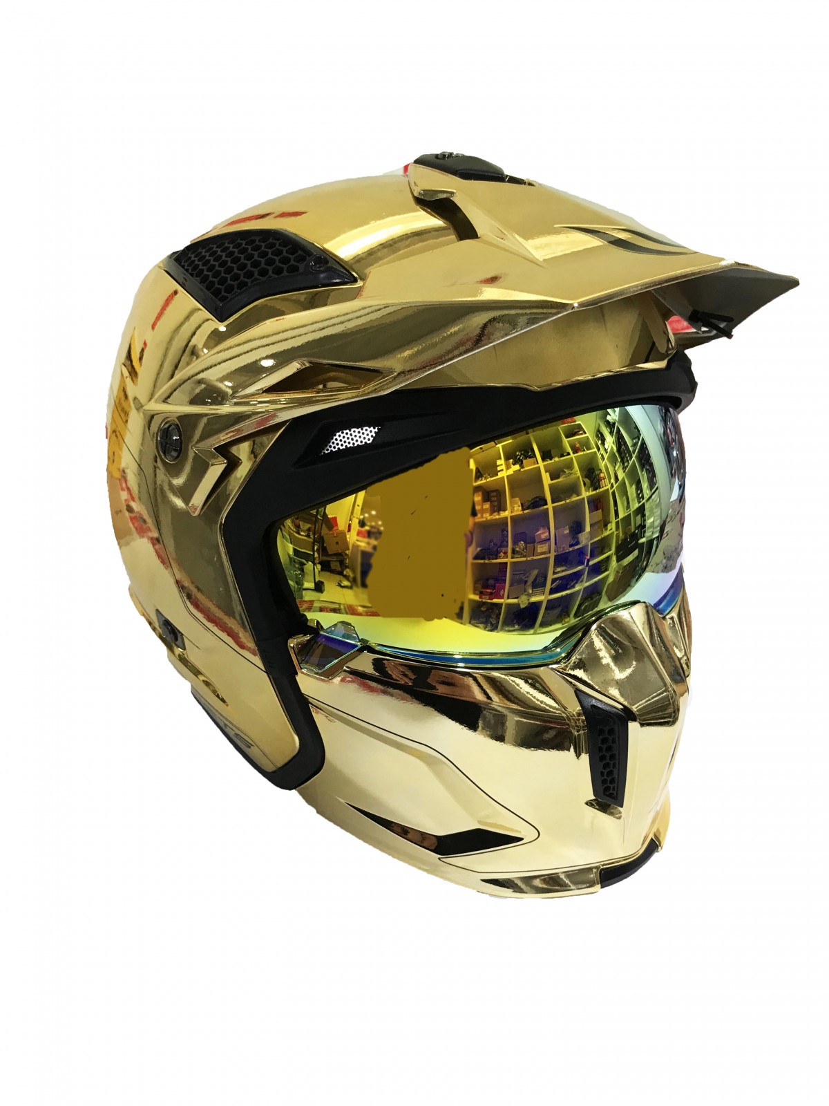 Mt Streetfıghter Sv Chromed Çene Çıkartılabilir Kask Altın Sarısı Large