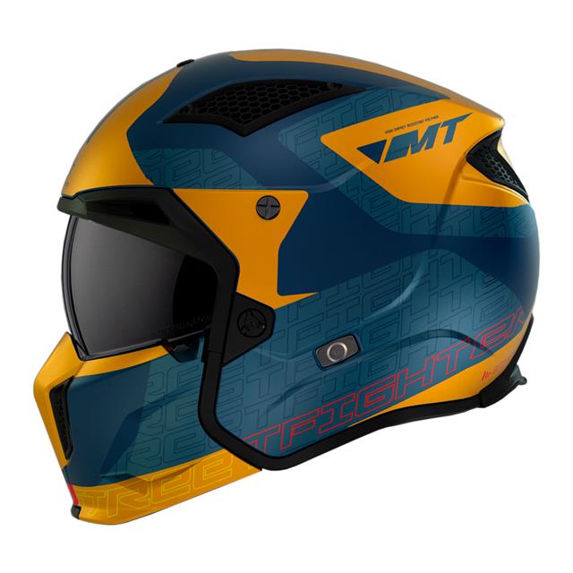 Mt Streetfıghter Sv S Totem C3 Çene Çıkartılabilir Kask Mat Sarı-mavi
