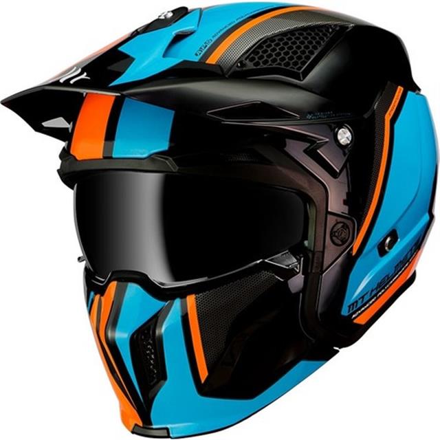 Mt Streetfıghter Sv Twın A4 Çene Çıkartılabilir Kask Fluor Mavi Turuncu