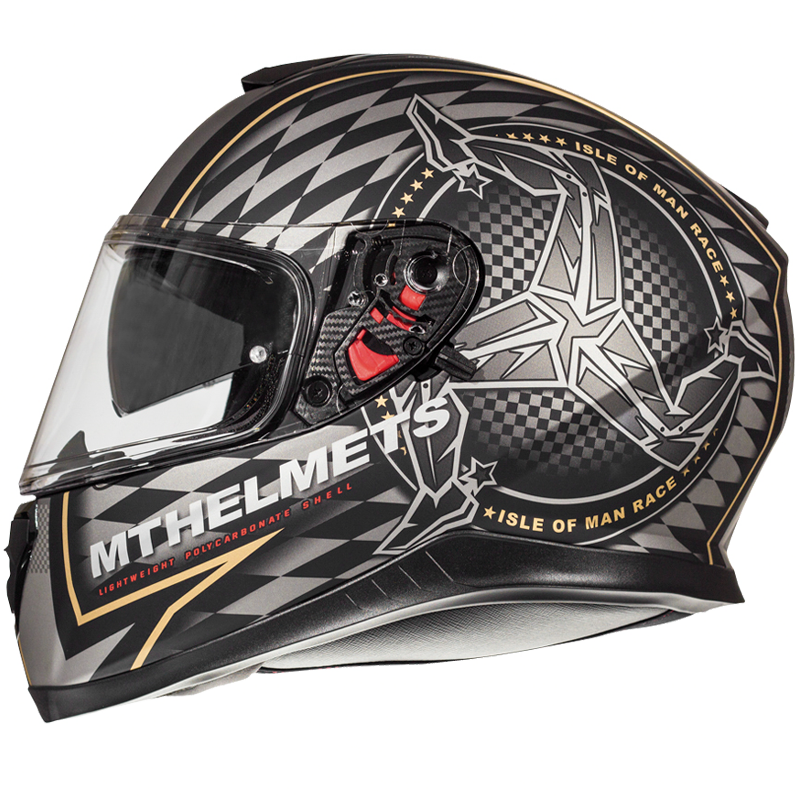 Mt Thunder 3 Sv Kapalı Kask Isle Of Man Matt Black Gold Small