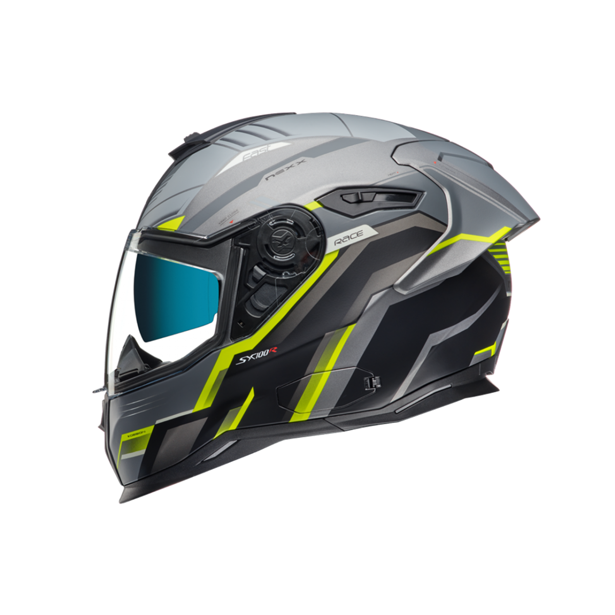 Nexx Sx.100r Grıdlıne Kapalı Kask Mat Gri-neon Sarı MEDIUM