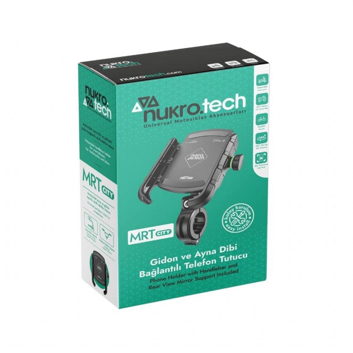 Nukrotech Mrt Cıty Telefon Tutucu (gidon Ve Ayna Bağlantı Aparatlı)