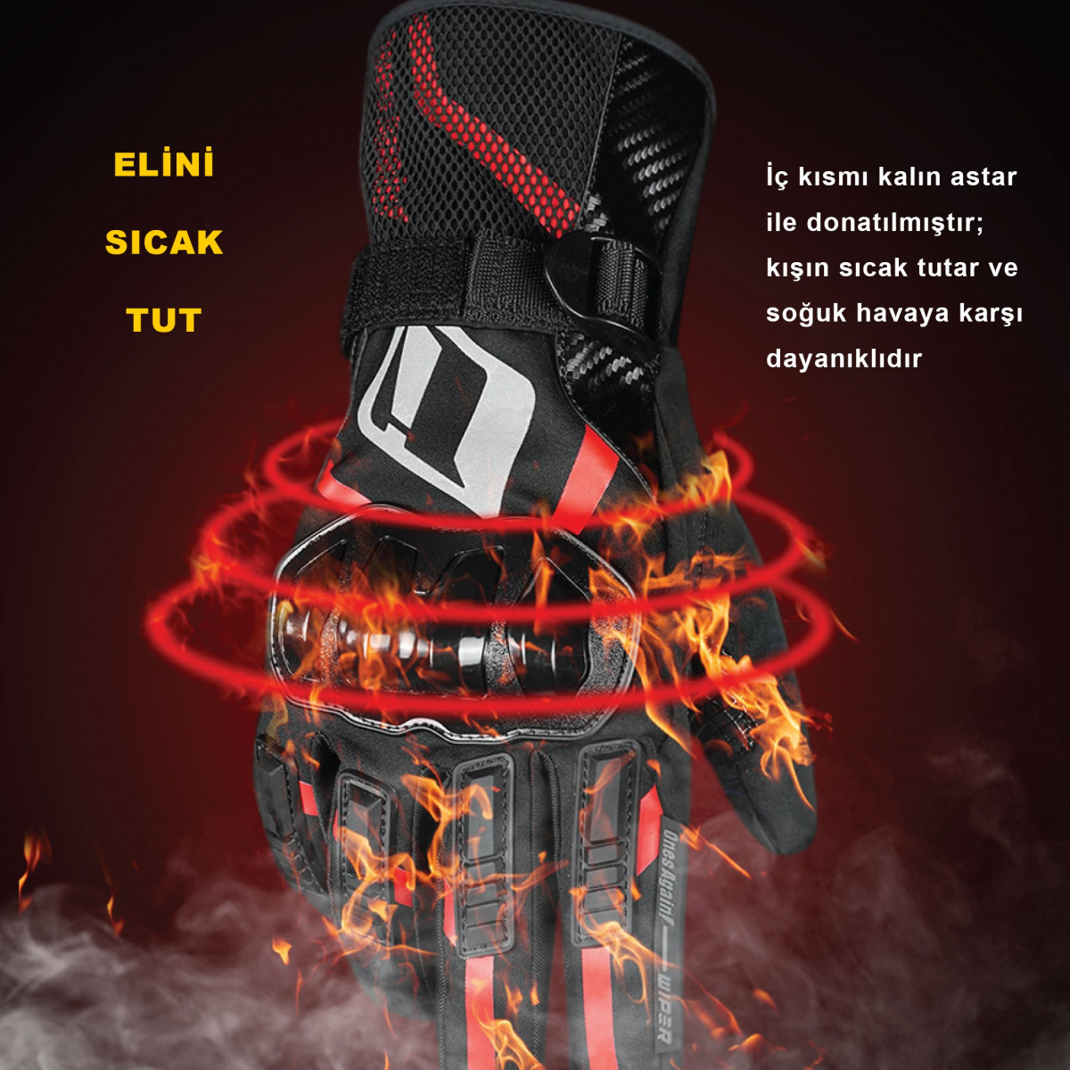 Ones Agaın Mg21 Kışlık Eldiven Kırmızı