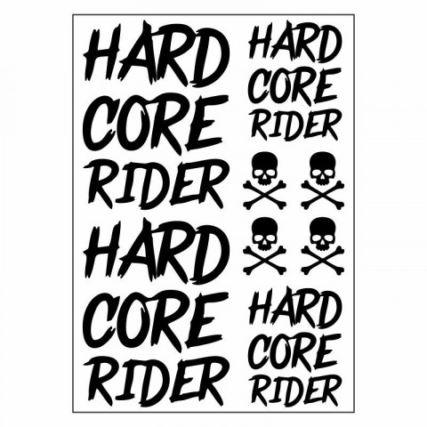 A4 Sticker 122 Tek Paket Çoklu Sticker Hard Core Rider Siyah