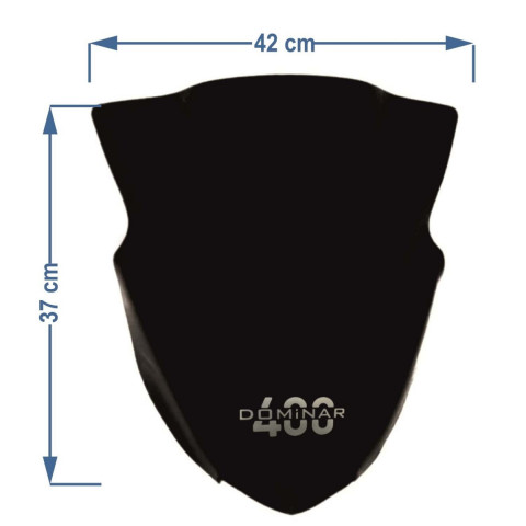 Bajaj Domınar 250-400 2017-2024 Siperlik Camı 37x42cm Siyah 4mm