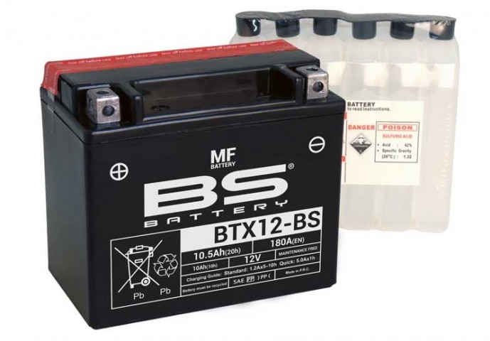 Bs Akü Btx12-bs 12v10ah Honda Foresıght 250 Pıaggıo X7 X8 X-evo 250 Hyosung Gt250-r Daelım S3